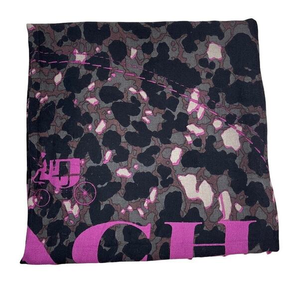 Coach Signature Horse And Carriage Camouflage Print Oversized Square Scarf Wrap - Picture 6 of 15